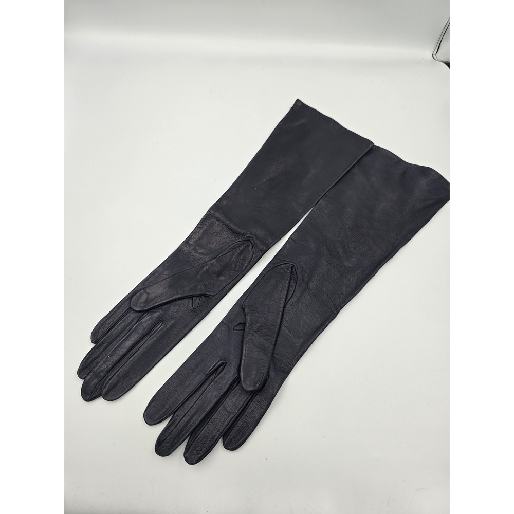 Vintage BENLUX Paris Women's Long Kid Leather Gloves Silk Lined Mid Length 6 3/4